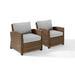 30.50 x 31.75 x 32.50 in. Bradenton Outdoor Wicker Armchair Set - 2 Armchairs Gray & Weathered Brown - 2 Piece