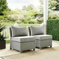 2 Piece Bradenton Outdoor Wicker Seating Set With Cushions Bradenton Outdoor Wicker Gray