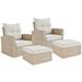 Canaan All-Weather Wicker Outdoor Seating Set with Two Chairs & Two Large Ottomans