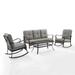 35.5 x 148 x 73 in. Outdoor Metal & Wicker Sofa Set Taupe - 4 Piece