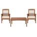 Lyndon Eucalyptus Wood Set with Chairs with Cushions & Cocktail Table - 3 Piece - Set of 2