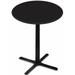 Holland Bar Stool 30 in. Black Table with 36 in. Diameter Indoor & Outdoor Black Steel Round Top