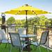 7.5 ft. Market Solar Lighted LED Crank and Tilt Patio Umbrella Table Umbrellas UV-Resistant Canopy in Yellow