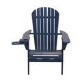 35 x 32 x 28 in. Foldable Adirondack Chair with Cup Holder Navy Blue