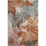 5 x 8 ft. Cream Floral Stain Resistant Indoor & Outdoor Rectangle Area Rug