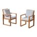 Weston Eucalyptus Wood Outdoor Dining Chairs with Gray Cushions - Set of 2