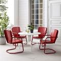 Outdoor Dining Set Bright Red Gloss & White Satin - Dining Table & 4 Chairs - 5 Piece