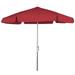 7.5 ft. 6 Rib Crank Bright Aluminum Hex Garden Umbrella with Red Vinyl Coated Weave Canopy