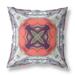 18 in. Geo Tribal Indoor & Outdoor Throw Pillow Light Blue Grey & Peach