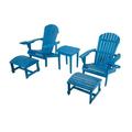 Earth Collection Adirondack Chair with Phone & Cup Holder - 2 Chairs 2 Ottoman & End Table Set Sky Blue