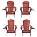 35 x 32 x 28 in. Foldable Adirondack Chair with Cup Holder Red - Set of 4