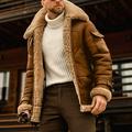 Mens Faux Fur Jacket Sherpa Lined Fleece Shearling Coat Vintage Zipper Warm Military Cargo Trucker Aviator Suede Bomber Jacket Outwear