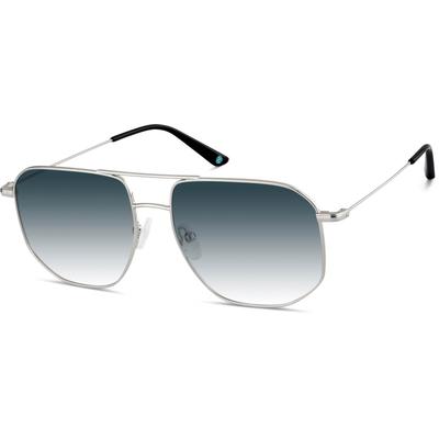 Zenni Aviator Rx Sunglasses Silver Stainless Steel Full Rim Frame