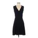 Equipment Casual Dress - A-Line V-Neck Sleeveless: Black Print Dresses - Women's Size 0