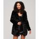 Superdry Women's Vintage Mid Faux Fur Coat Black - Size: 12