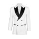 Hemp Tailored Tuxedo, Double-Breasted Blazer, Men's Wedding Wear, Vegan - White 44"/112Cm/54 Eu Chest De Ionescu Est. 2019