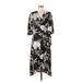 Lobo.Rosa Casual Dress - Wrap V Neck 3/4 sleeves: Black Floral Dresses - Women's Size Medium