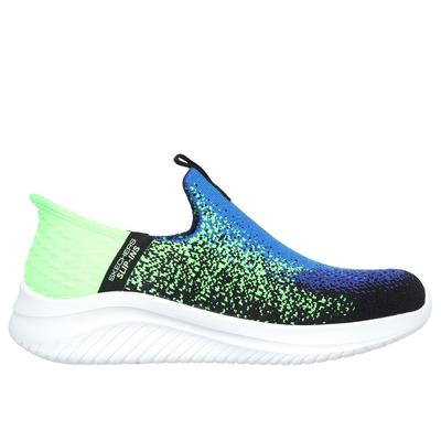 Skechers Boy's Slip-ins: Ultra Flex 3.0 - Brisk-Spec Sneaker | Size 10.5 | Black/Lime | Textile | Machine Washable