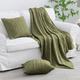 MILVOWOC Olive Green Throw Blanket and Pillow Covers Set, 50" x 60" Cable Knit Throw Blanket + 2 Pieces 18" x 18" Knitted Throw Pillowscase, Decorative Throw Blankets Knitted Blanket for Sofa Couch