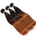 YanT HAIR 8A+ Grade Brazilian Virgin Hair Straight Human Hair Weave Bundles Ombre Three Tones 22 24 26 inches #T1b/4/30 Color