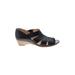 Amalfi by Rangoni Sandals: Slip-on Wedge Boho Chic Black Print Shoes - Women's Size 7 1/2 - Open Toe