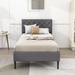 Winston Porter Dyante Twin Size Platform Bed Wood & /Upholstered/Linen in Gray | 40 H x 41 W x 80 D in | Wayfair 282629E5A6C94184A4D5E84E28A0141D