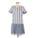 Maeve Casual Dress - Mini Scoop Neck Short sleeves: Blue Color Block Dresses - Women's Size Small