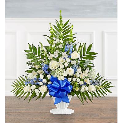 1-800-Flowers Flower Delivery Tranquility Floor Basket - Blue & White Medium