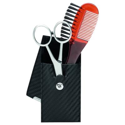 ERBE Set, schwarz, 2-tlg. Bartpflege 1x Bartschere + Bartkamm Herren Image