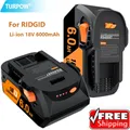 Turpow-Batterie pour outil électrique aste série AEG 6000mAh 18V Eddie ion RIDGID R840083