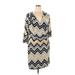 Mlle Gabrielle Casual Dress - Shift V Neck 3/4 sleeves: Gray Print Dresses - Women's Size 1X