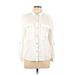 CALVIN KLEIN JEANS Long Sleeve Button Down Shirt: White Tops - Women's Size Large
