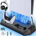 For PS5 Cooling Stand 2 Controller Charging Dock Vertical Stand for Playstation 5 Disc/Digital PS 5