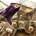 Winter Kids Thick Sweatshirt Clothes Autumn Boys Girls Lamb's Wool Padded Warm Hoodies Big Children