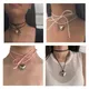 Long Woven Rope silver Gold Color Metal Heart Pendant Necklace For Women Simple Design Personality