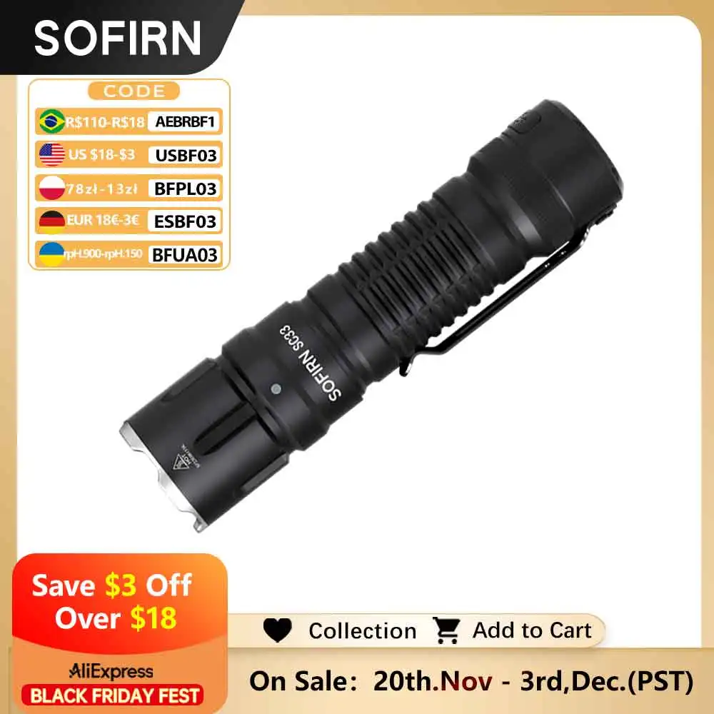 Sofirn SC33 LED Taktische Taschenlampe XHP70.3 HI 5200 lm Leistungsstarke 21700 Typ C wiederaufladbare Taschenlampe E-Schalter Außenleuchte