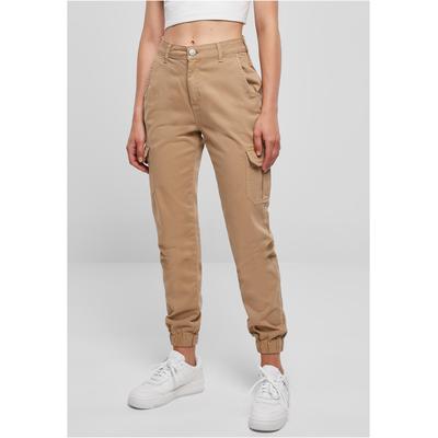 Cargohose URBAN CLASSICS "Urban Classics Damen Ladies High Waist Cargo Pants", Damen, Gr. 29, Normalgrößen, beige (unionbeige), 98% Baumwolle, 2% Elasthan, unifarben, normal, Hosen Image