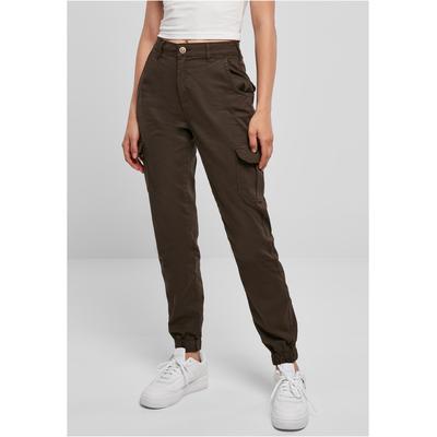 Cargohose URBAN CLASSICS "Urban Classics Damen Ladies High Waist Cargo Pants", Damen, Gr. 29, Normalgrößen, braun, 98% Baumwolle, 2% Elasthan, unifarben, normal, Hosen Image
