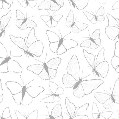 Papier peint butterflies gris