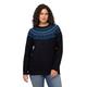 Ulla Popken Damen Strickpullover mit Norwegermuster Pullover, Nachtblau, 58-60