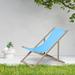 Portable Blue Wooden Folding Reclining Beach Chair Set of 2