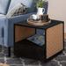 Modern Handmade Make Solid Wood Nightstand with Gliding Drawer & an Open Cubby，Sturdy Metal Frame，Suitable for Bedroom