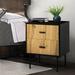 Nightstand a Boxy Silhouette with Charging Station,Standard Pull-Out Drawers & Modern Side Table, for Any Room in Your Home