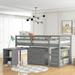 Twin Low Study Twin Loft Bed with Cabinet & Rolling Portable Desk,Gray