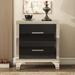 Elegant High Gloss Nightstand with Metal Handle,Mirrored Bedside Table