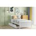 Twin Size Solid Pine Wood Platform Bed with 2 Drawers & Supporting Slats, Stylish Minimalistic Design, White