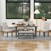 6-Piece Farmhouse Dining Table Set Rectangular Trestle Table and 4 Upholstered Chairs & Bench for Dining Room Living Room