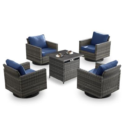 4 Swivel Chairs with Fire Pit Table