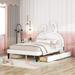 Full Size Lovely Fairytale Upholstered Platform Bed w/ 2 Drawer, White