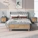 Queen Size Upholstered Platform Bed with 2 Nightstands & Storage Bench